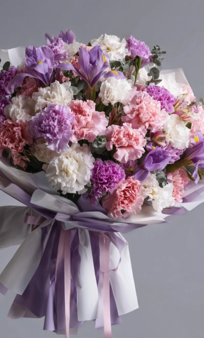 Букет с гвоздиками «Гармония оттенков»