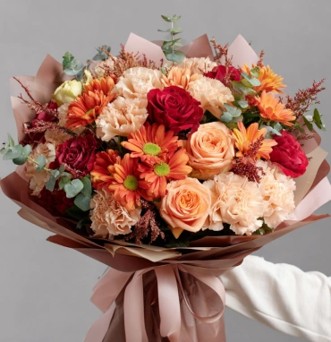 Букет с хризантемами «Листопад эмоций»