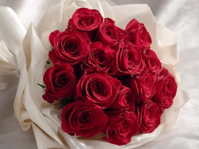 15 красных роз 60 см