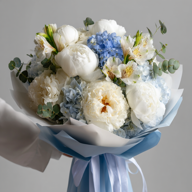 Букет с пионами «Дыхание облаков»